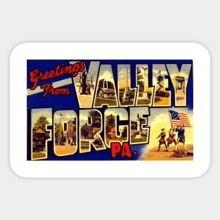 Greetings from Valley Forge, PA - Vintage Large Letter Postcard Sticker